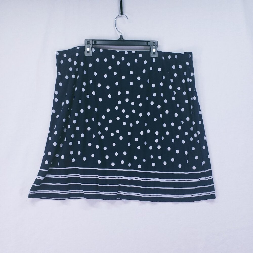 Susan Graver Navy Blue Polka Dot Stretchy Preppy Skirt with Shorts Size XL
